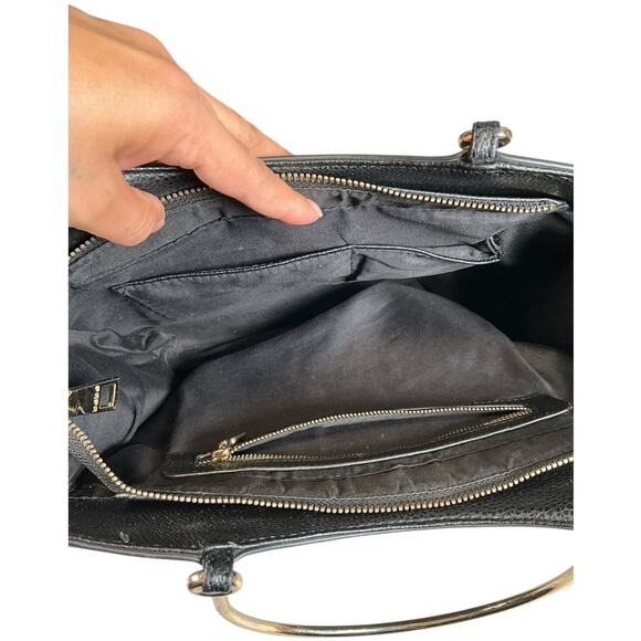 BB Los Angeles Black Tote Bag Gold Ring Handles Tassel Detail Vintage Chic Purse - Picture 9 of 12